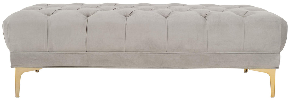 Home Zarya 54-inch Glam Grey Velvet and Brass Tufted Rectangular