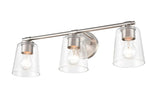 3 Light Bath Vanity-8 Inches Tall and 24.5 Inches Wide-Brushed Nickel Finish