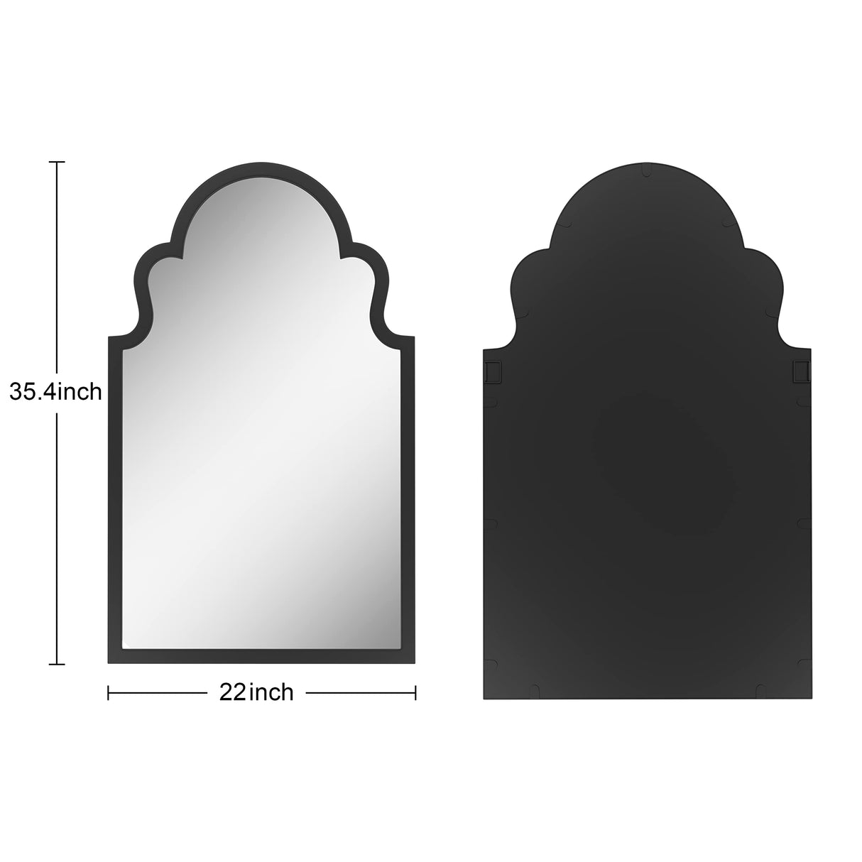 Black Arched Bathroom Mirror 36x22 - Metal Frame Wall Mirror