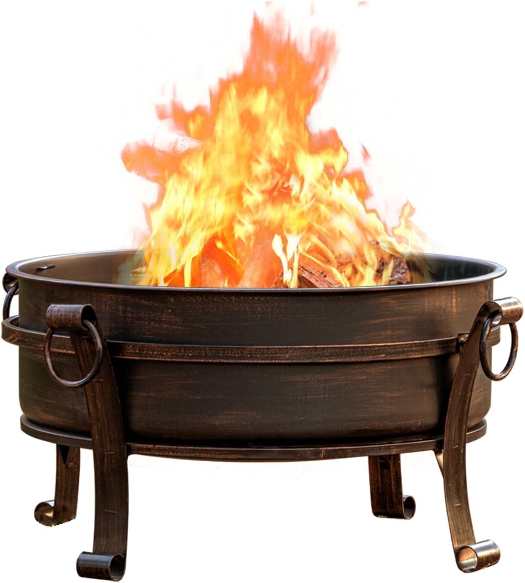 EcoNook 36 Inch Fire Pit with Grill & Lid, Fireplace & Round Table & BBQ 3 in 1 Fire Pit,Heavy Duty Wood Burning Fire Pits for Outside with Fire Poker, Waterproof Cover & Log Grate