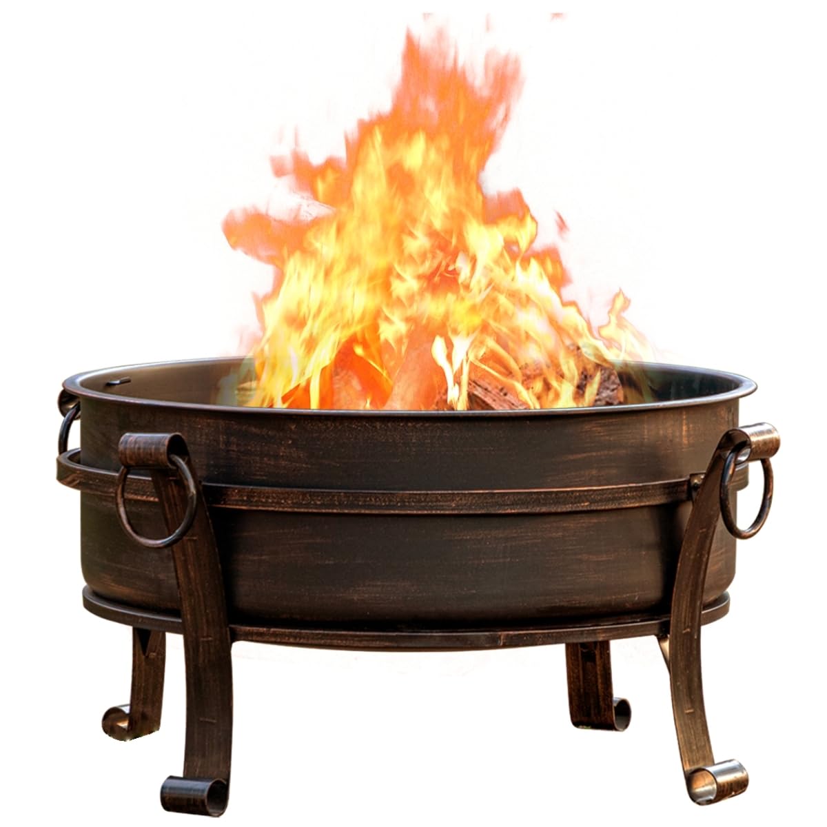 EcoNook 36 Inch Fire Pit with Grill & Lid, Fireplace & Round Table & BBQ 3 in 1 Fire Pit,Heavy Duty Wood Burning Fire Pits for Outside with Fire Poker, Waterproof Cover & Log Grate