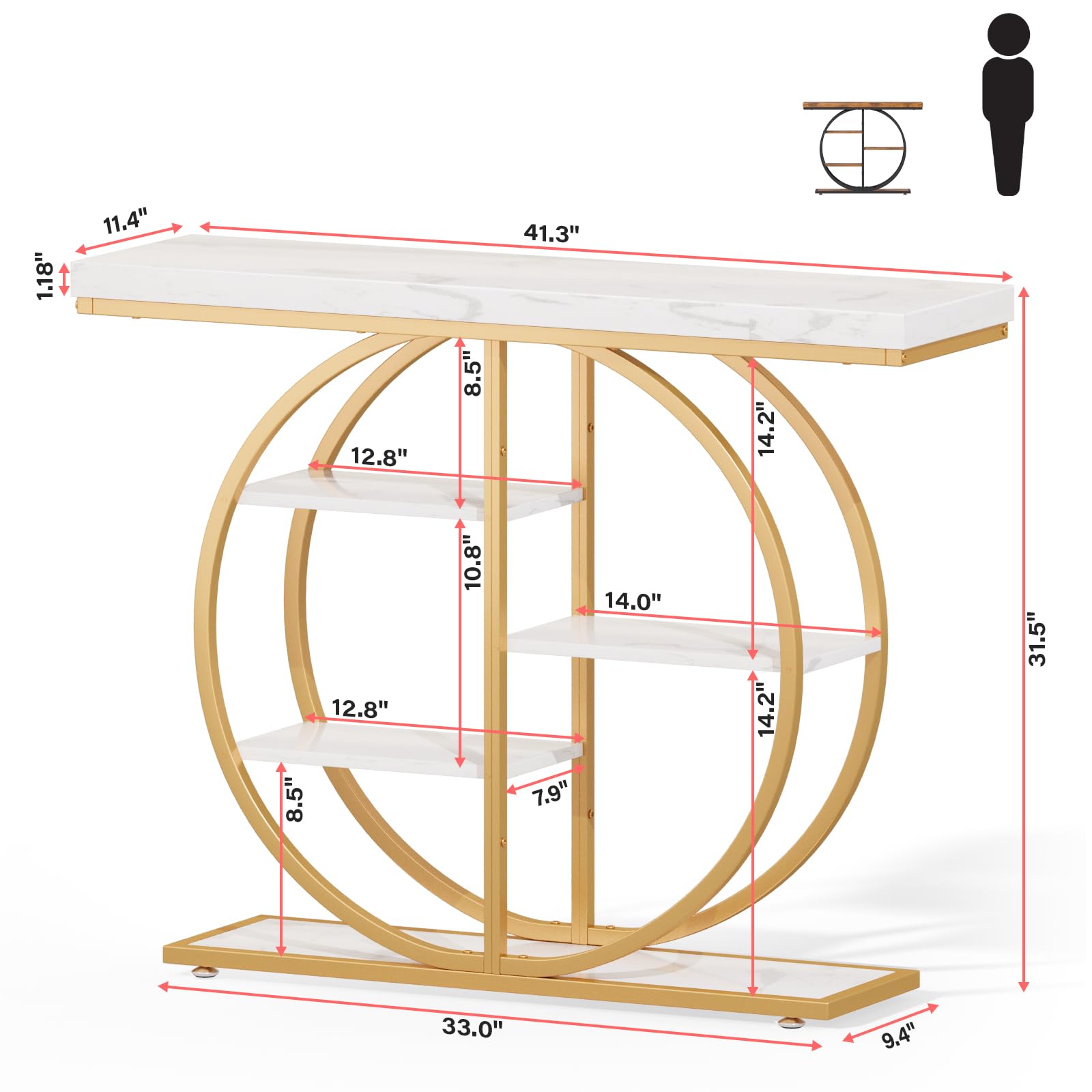 41.3" Industrial Console Table with Storage Shelves
