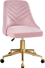Velvet Vanity Desk Chair - Height Adjustable Swivel Office Chair with Gold Base