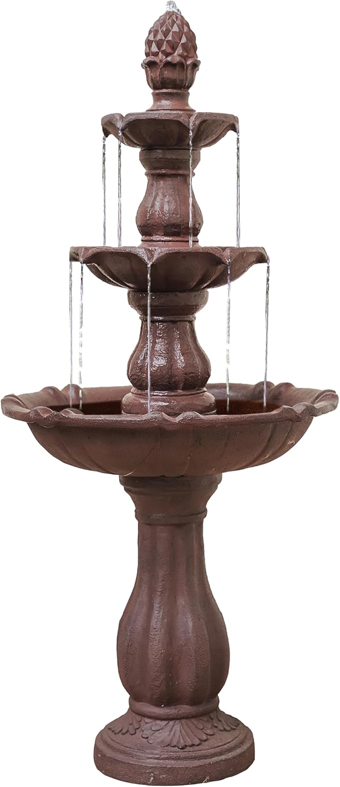 3-Tier Freestanding Waterfall Fountain w/Pump & Pineapple Top, 51 Inch Tall