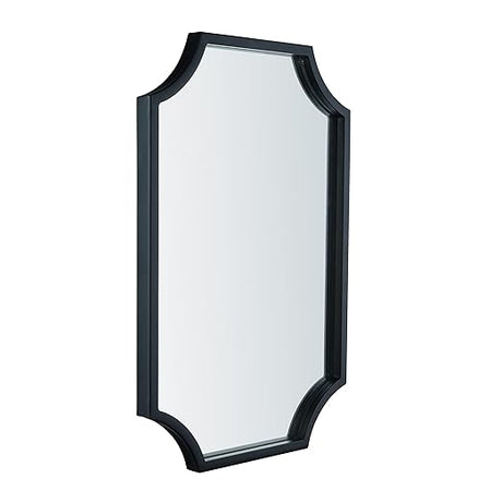 Brass Framed Vanity Mirror - Elegant 30" x 40" Scalloped Mirror Design - Luxurious Wall Bathroom Mirror for Safe