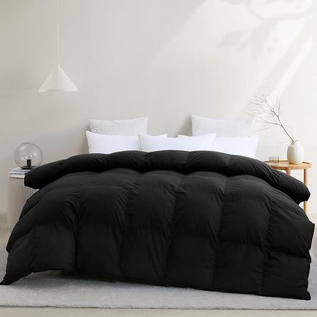 Goose Down Comforter King Size,All Season Fluffy Down Duvet Insert,54 Oz Medium Weight for Hotel Bedding Comforter with Corner Tabs,