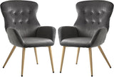 Velvet Accent Chair Set of 2, Button Tufted Reading Chair with Large Tall Wing Back