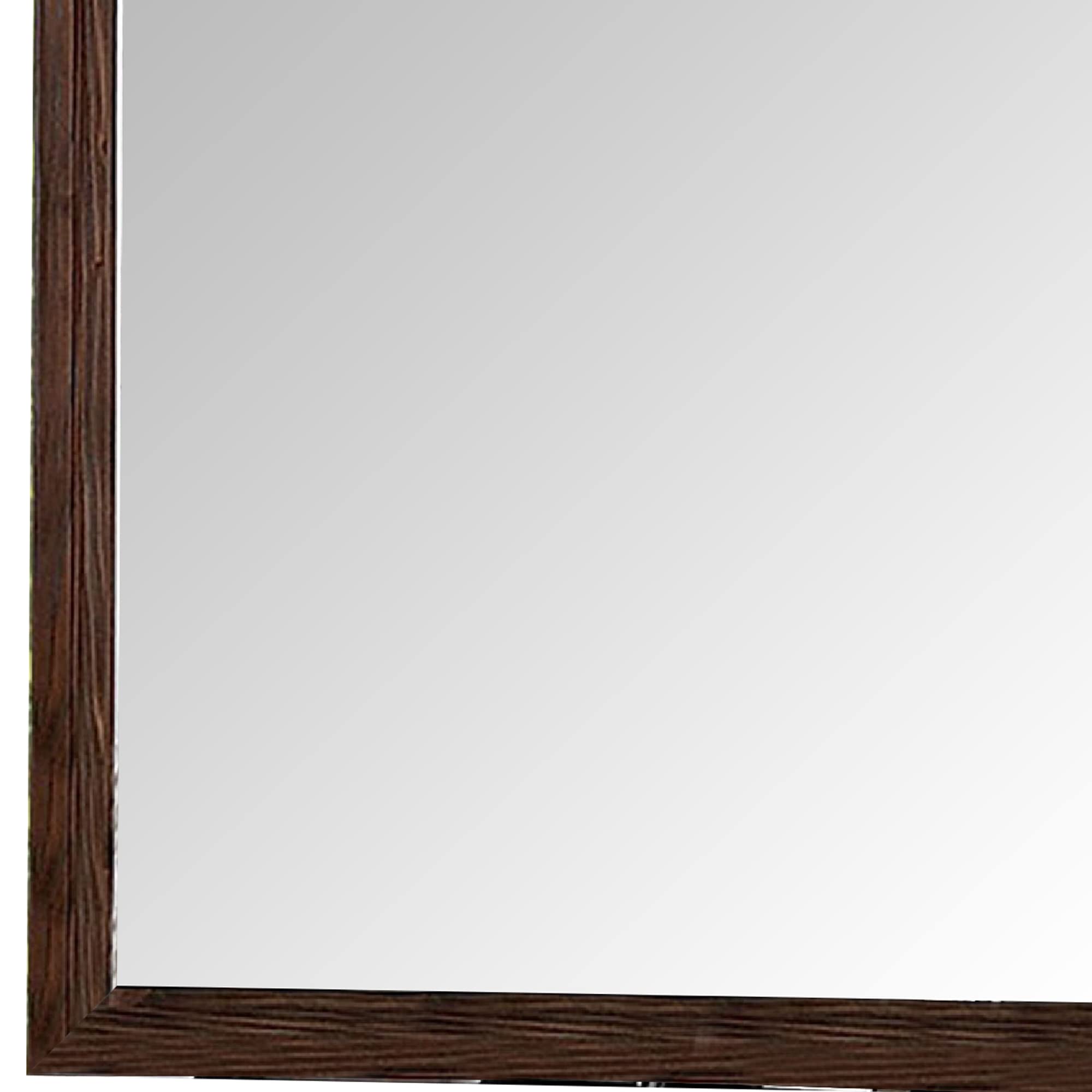 Benjara 36 Inch Wall Mirror, Molded Trim, Grain Details, Brown