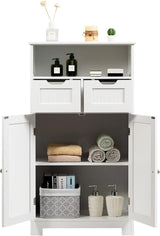 Bathroom Storage Cabinet, Freestanding Storage Organizer with 2 Drawers & Adjustable Shelf,