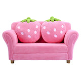 Double Seat Pink Children's Sofa with 2 Strawberry Pillows, Toddler Armrest Chair for Bedroom, Living Room, Large Soft for Kids Loveseat Toy for Baby Girls Preschool Gifts Presents