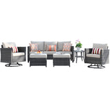 6 Piece Outdoor Sofa Couch with Rocking Swivel Chairs