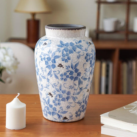 Vintage Blue and White Vase Porcelain Flower Vase Ceramic for Home Decor Rustic