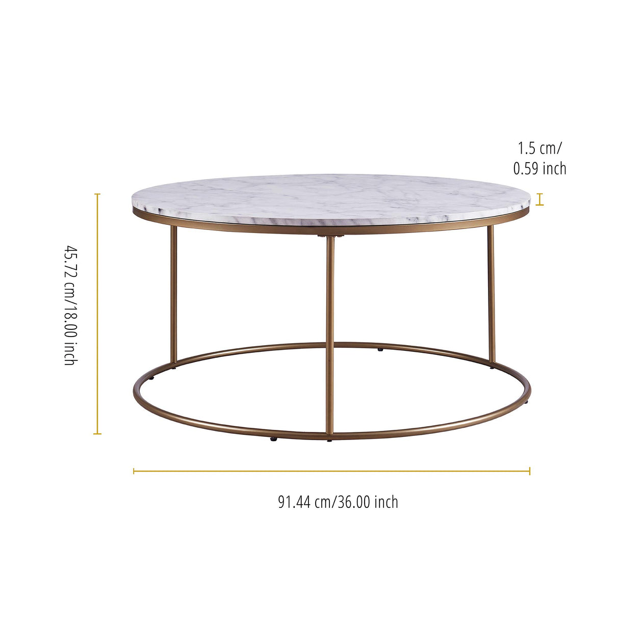 Versanora Marmo Round Circle Shape Coffee Side End Table with Faux Marble Top