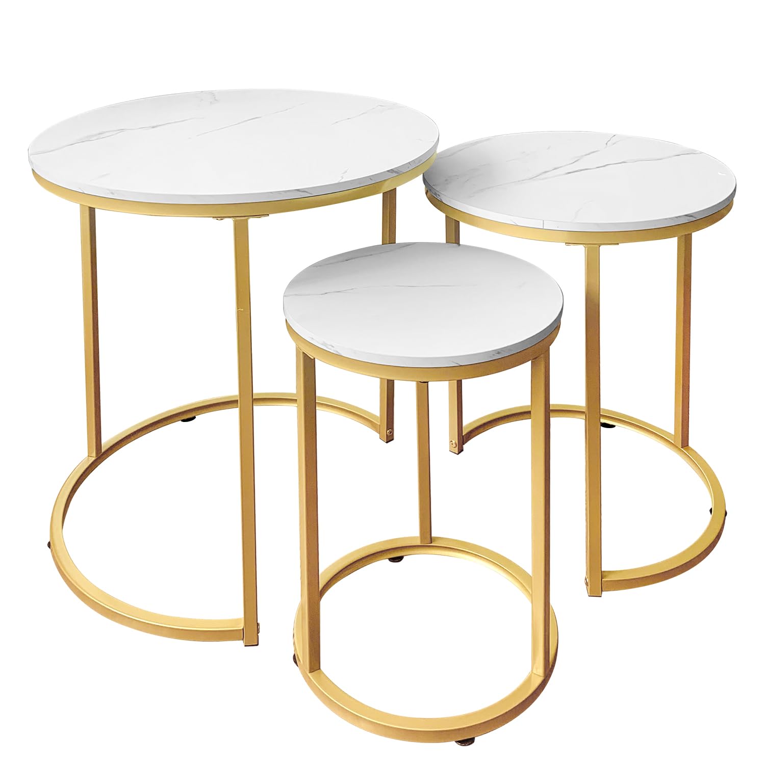 Nesting Tables Coffee Table Set of 3,Round Side Table Small Accent Table