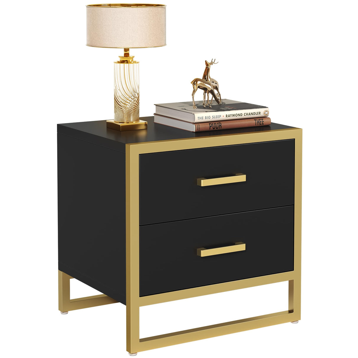 Nightstand with 2 Drawers, Small End Side Table with Storage, Modern Bedside Bed Table