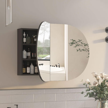 Oval Medicine Cabinet with Mirror,Medicine Cabinet Mirror for Bathroom,Bathroom Medicine