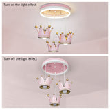 Pink Crown Chandelier for Kids Room - Modern Princess Pendant Light