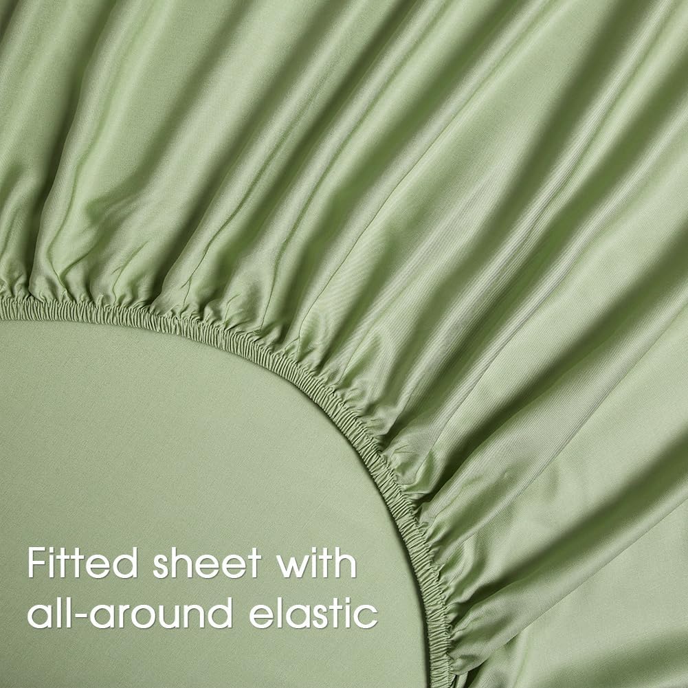 King Size Sheet Set, Rayon Derived from Bamboo, Extra Deep Pocket Sheets Fits 18"-24"