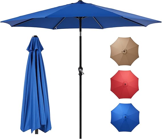 9FT Outdoor Patio Umbrella with Push Button Tilt and Crank