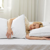 Luxury Goose Feather Down Pillow Queen Size Set of 2 - Made in USA Gusseted Hotel