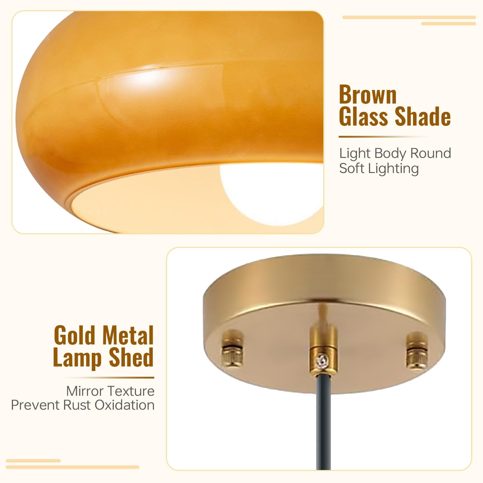 Adjustable Orange Glass Pendant Light for Kitchen Island