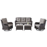 Wicker Patio Furniture Set - 5 Piece Rattan Outdoor Sectional Conversation Sets