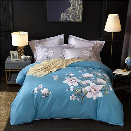 Elegant Floral Printed Bedding Set Luxury Cotton Quilt Cover Bedspread Set for Queen King