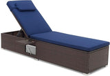 Patio Chaise Lounge Set of 2, Outdoor Rattan Lounge Chair with 6-Level Backrest