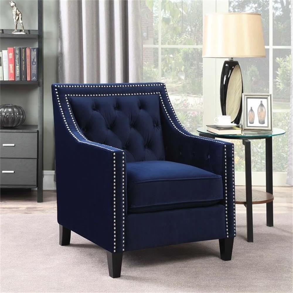 Furnishings Teagan Accent Arm Chair in Navy Fabric