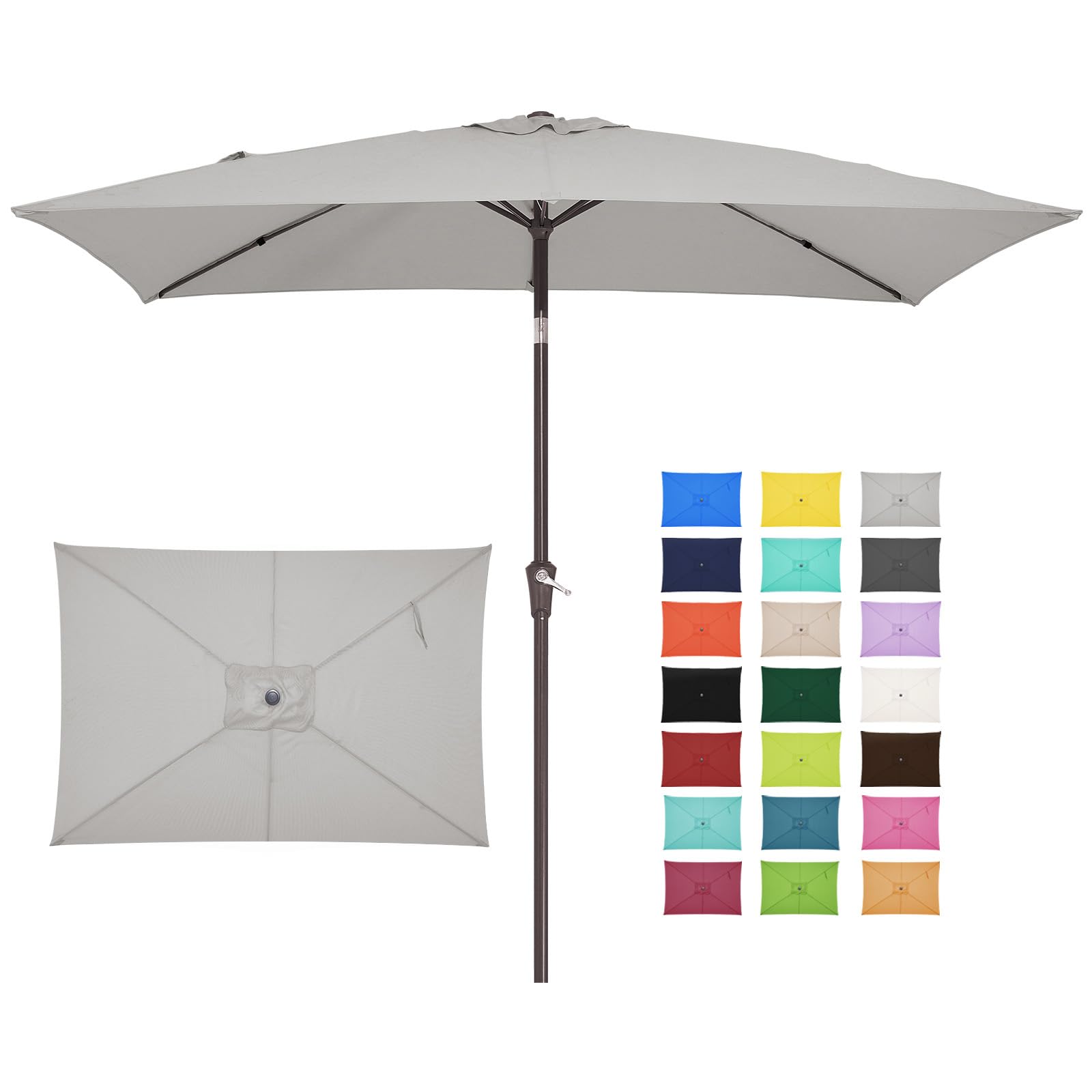 6.5x10 ft Rectangular Patio Umbrellas Outdoor Market Umbrella with Push Button