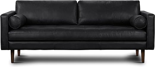 Napa 72" Apartment Sofa in Full-Grain Pure-Aniline Italian Leather, Cognac Tan