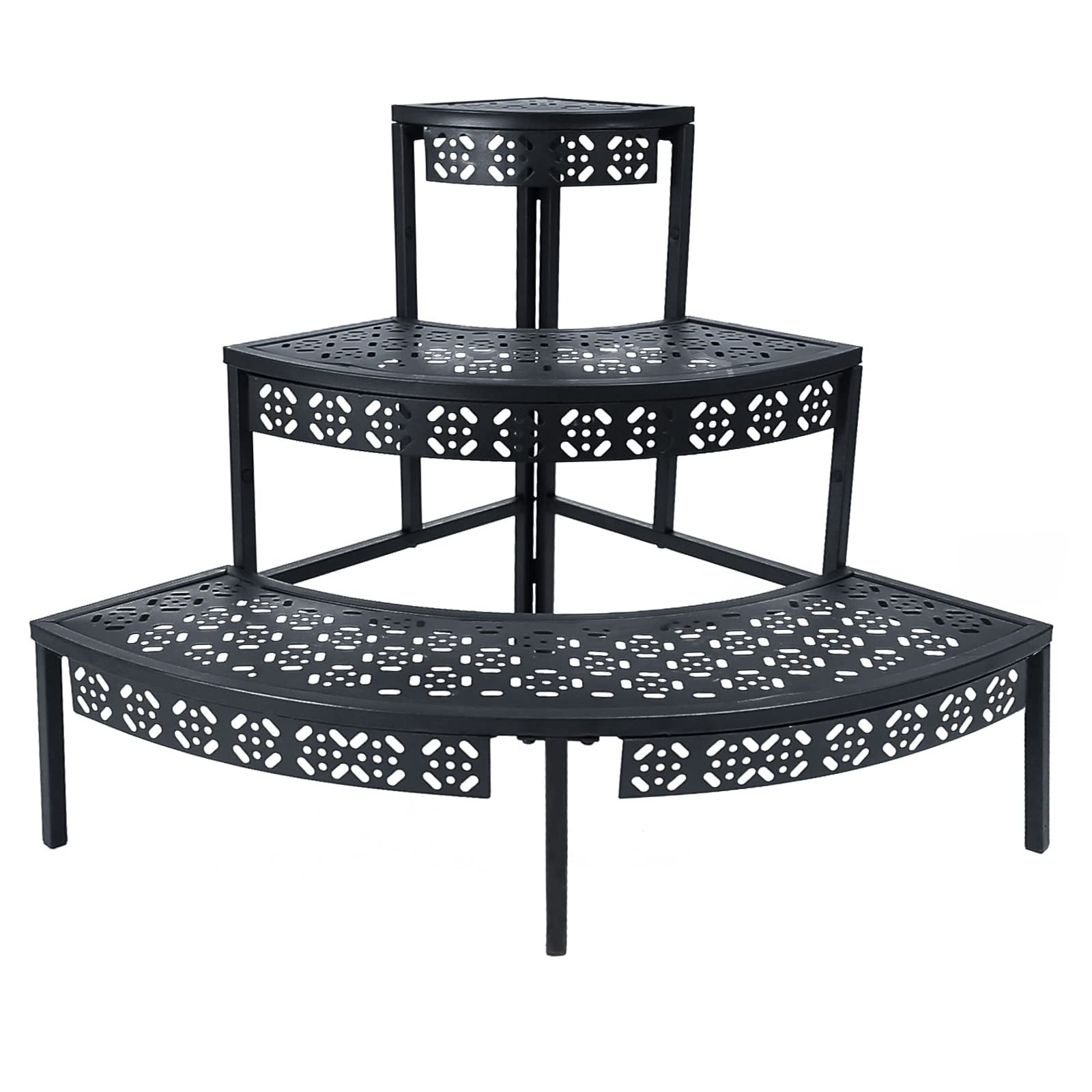3 Tier Plant Stand Flower Pot Rack, Metal Stair-Step Style Corner Shelf Planters