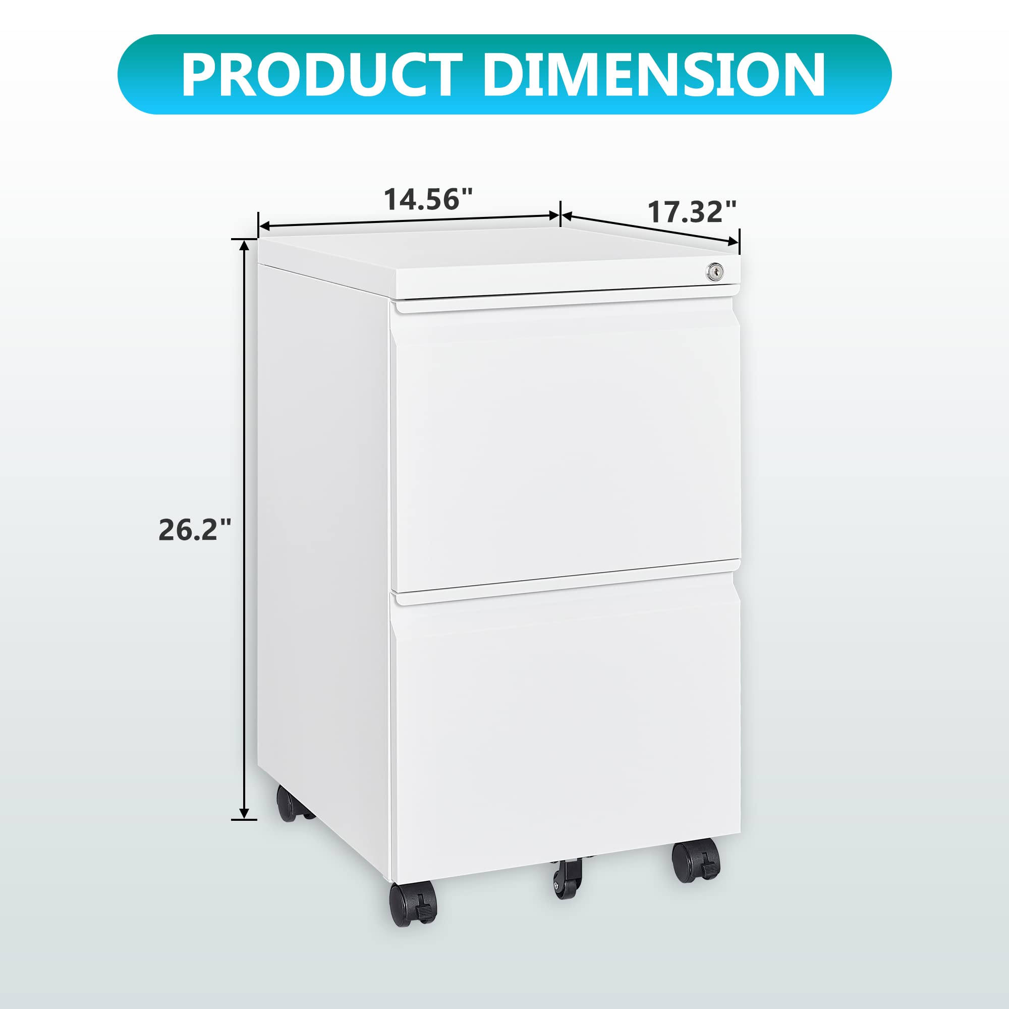 Metal File Cabinets with 2 Drawer,Under Desk Locking File Cabinet for Legal Letter Files