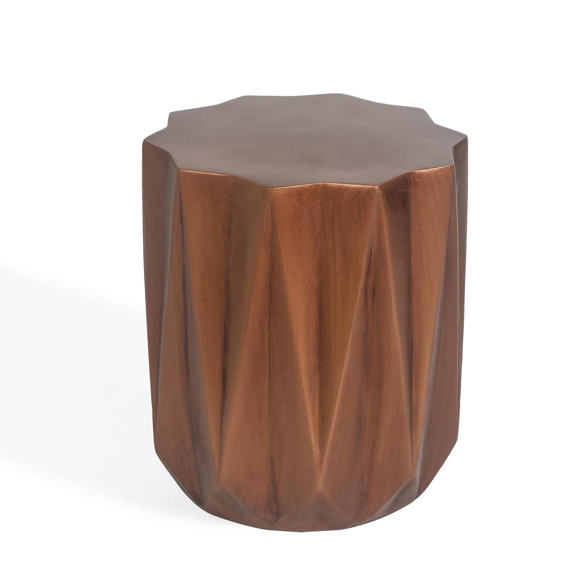 Light-Weight Concrete Outdoor Side Table, Modern Geometric Accent End Table