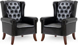 Modern PU Leather Accent Chairs Set of 2, Mid-Century Living Room Chairs Upholstered