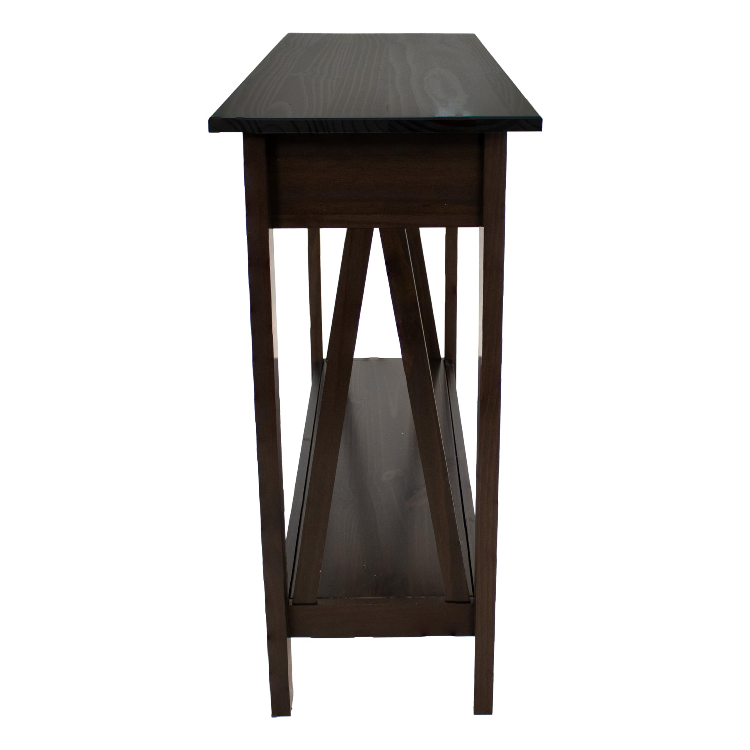 Sunnydaze Console Table for Entryway with Drawers - 31" H Solid Pine Sofa Table with Shelf for Living Room - Dark Brown