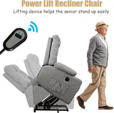 Power Lift Recliner Chair, Electric Living Room Sofa for Elderly w/ 8 PointMassage&