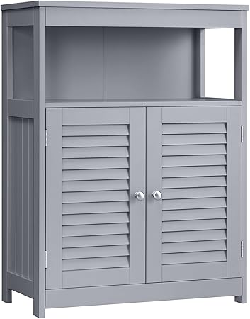 Bathroom Floor Cabinet, Bathroom Storage Cabinet, Freestanding, with Double Shutter