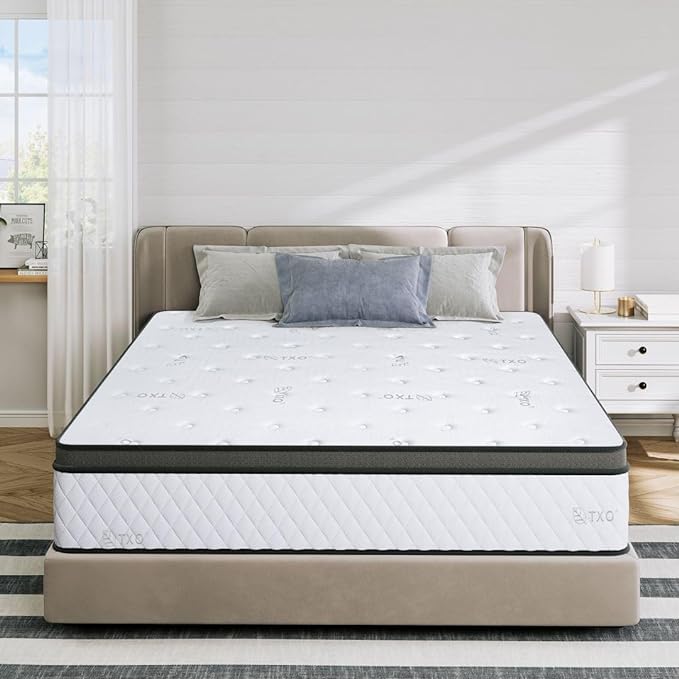 Full Size Mattress, 12 Inch Hybrid Mattress with Individual Pocketed Coil Springs and High Density Foam,