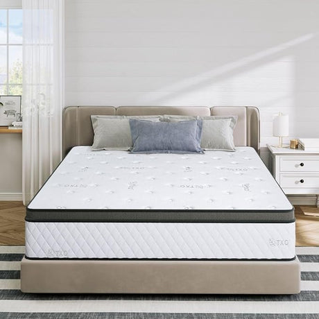 Twin Mattress, 10 Inch Hybrid Mattress with Individual Pocketed Coil Springs and High