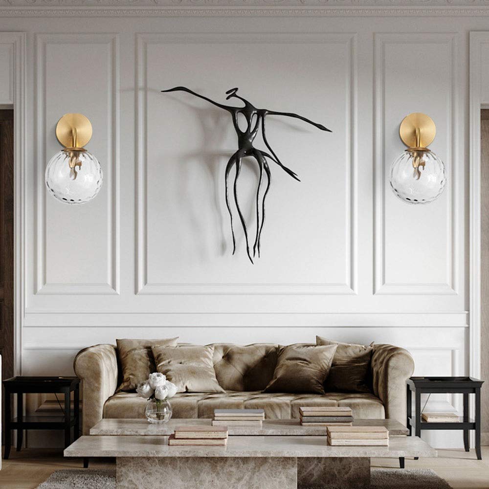 Modern Glass Ball Wall Lamp Iron Art Wall Light Sconce for Restaurant Living Room Bathroom