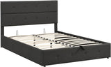 Upholstered Queen beds Lift Up Storage Platform Bed Frame with Bottom Tufted Headboard