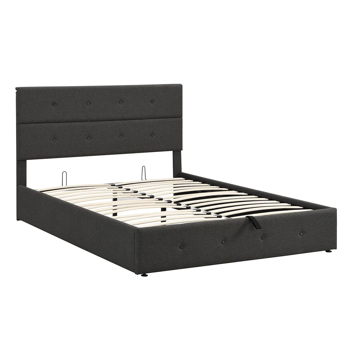 Upholstered Queen beds Lift Up Storage Platform Bed Frame with Bottom Tufted Headboard