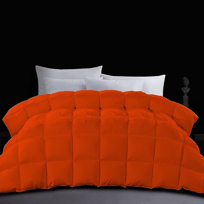 Down Comforter Yellow Oversized Queen Size,100% Soft Cotton 500 GSM Fill Power