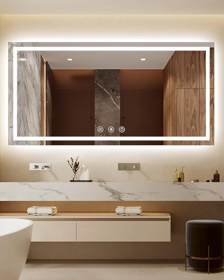 55''x30'' LED Bathroom Mirror,RGB Color Changing Bathroom Mirror with Lights,Anti-Fog