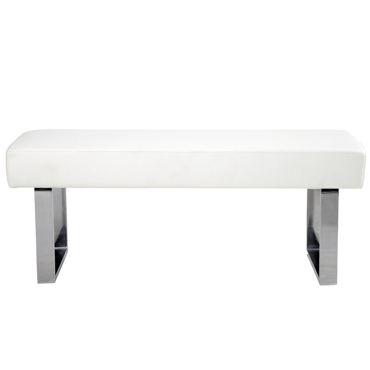 Amanda Bench in White and Chrome Finish 48"x18"x19"