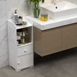 Storage Cabinet, Small Floor Bathroom Organizer Free Standing, Side Toilet Cabinet with Drawer and Door,