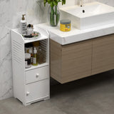 Storage Cabinet, Small Floor Bathroom Organizer Free Standing, Side Toilet Cabinet with Drawer and Door,