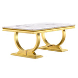 Gold Coffee Table, White and Gold Rectangle Living Room Tea Table