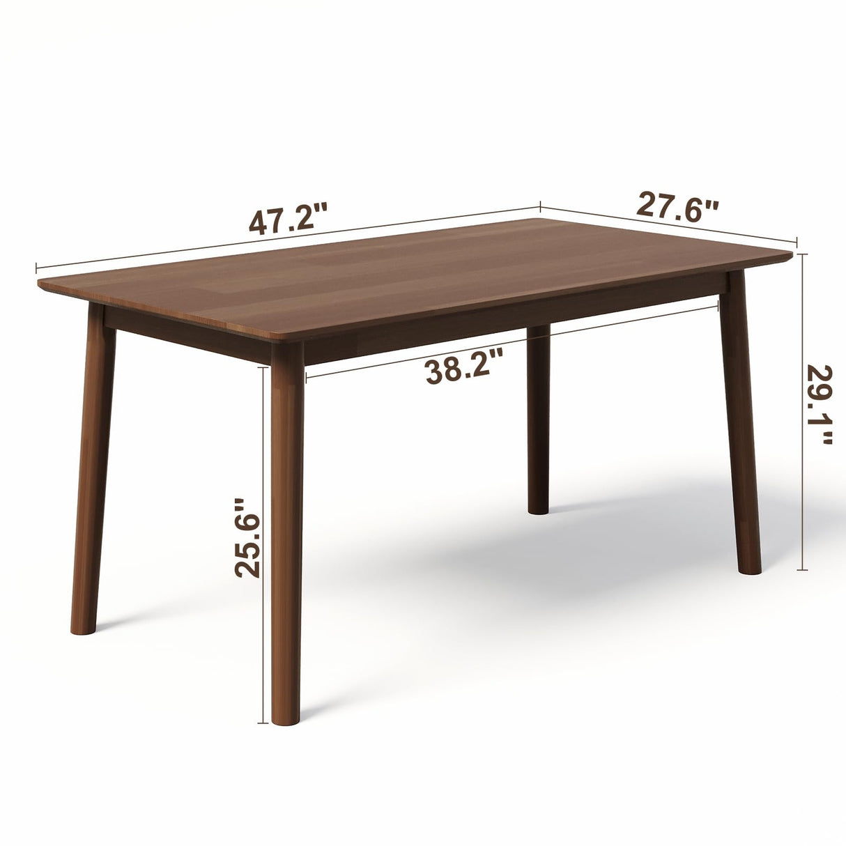 47.2" Solid Vintage Dining Table, Rectangular Wooden Table for Kitchen for 4 or 6